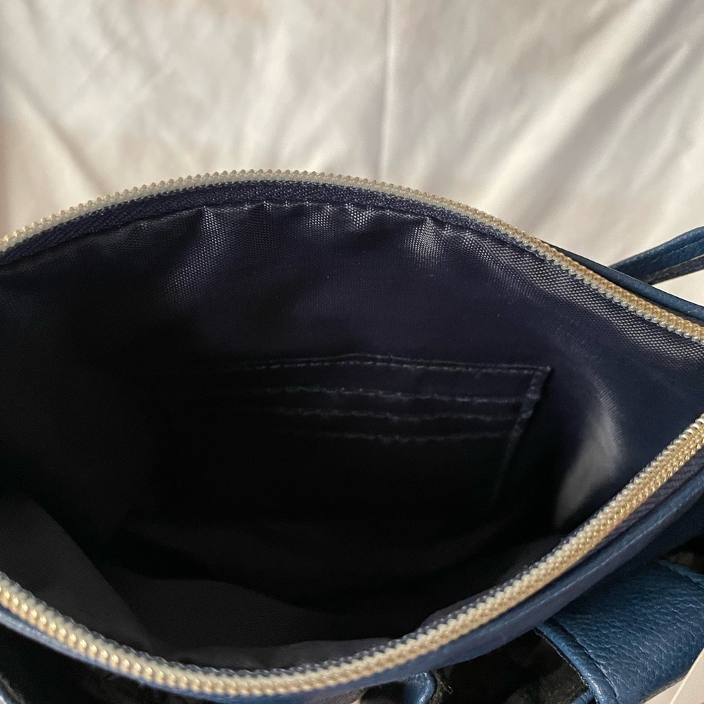 Mundi Pockets Plus Crossbody Bag with SafeKeeper in Navy Blue Vegan Leather - Picture 8 of 13